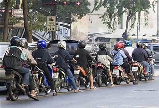 等待,驾驶员,摩托车,泰国
