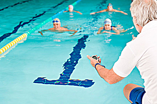 游泳池,游泳者,训练,竞争,学习班,教练