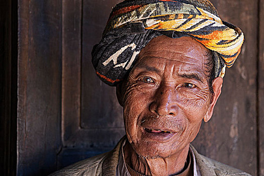 部落男人,头像,乡村,卡劳,掸邦,缅甸,亚洲