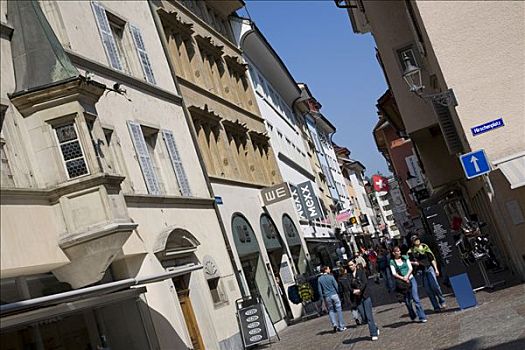 人,购物街,步行街,历史,中心,瑞士