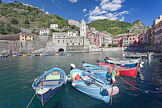 渔船,港口,维纳扎,五渔村,省,利古里亚,意大利,欧洲
