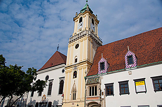 斯洛伐克,布拉迪斯拉瓦,历史,市区,大广场,15世纪,市政厅,钟楼