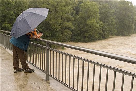 洪水,桥,靠近,夏天,2005年