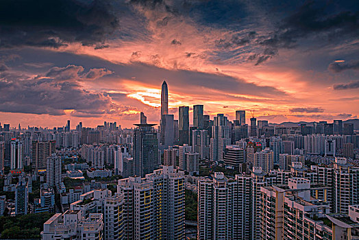 中国广东深圳福田中心区都市夜景