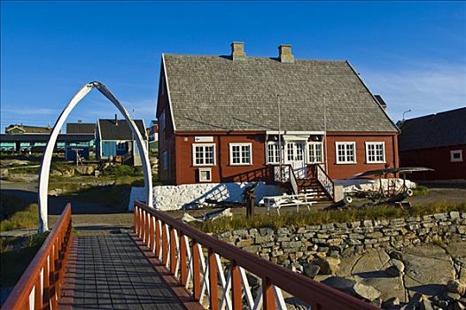 步行桥,拱形,颚部,骨头,历史,博物馆,迪斯科,岛屿,迪斯科湾,格陵兰,北极