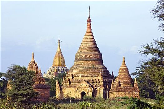 缅甸,蒲甘,古老,靠近,佛塔,金庙,印度,后面,历史,阿南达寺