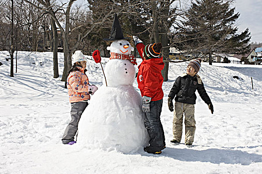 孩子,制作,雪人