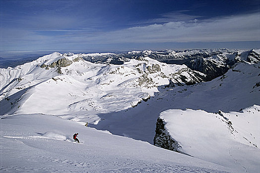 滑雪板玩家,风景,少女峰,瑞士