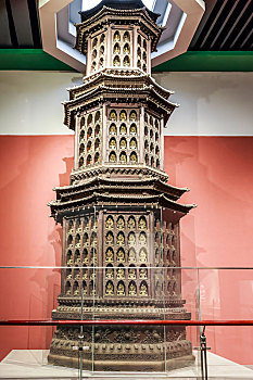 三层金丝楠木塔,洛阳博物馆藏原北京故宫文物