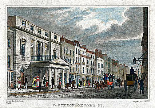 祠庙,牛津街,伦敦,早,19世纪