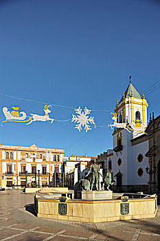 中心,装饰,圣诞节,广场,索科罗镇,隆达,马拉加,西班牙