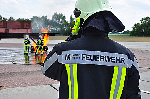 德国,慕尼黑,机场,消防队,训练,消防员,引擎,火灾