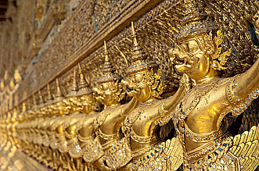 泰国,曼谷,大皇宫,玉佛寺,皇家,寺院,翡翠佛,一个,场所,庙宇,特写,金色,神话,生物