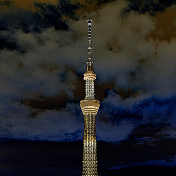 夜幕中的的东京晴空塔