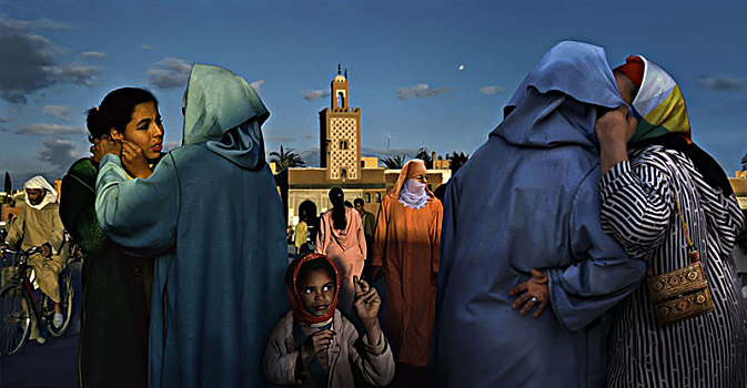 女孩,市场,马拉喀什,摩洛哥,北非