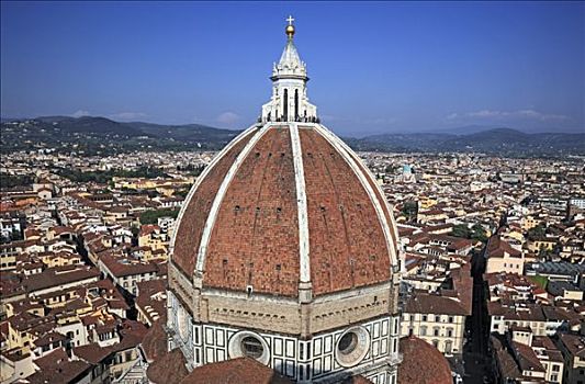 圆顶,大教堂,圣母百花大教堂,全景,佛罗伦萨,托斯卡纳,意大利,欧洲