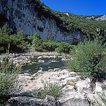 河,悬崖,峡谷,法国
