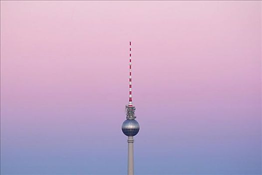 电视塔,红色,夜空,柏林,德国