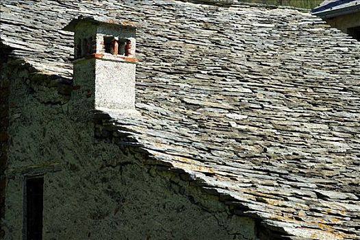 屋顶,花冈岩,传统,石头,房子,乡村,瓦莱,瑞士