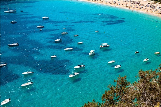 伊比萨岛,海滩,青绿色,水