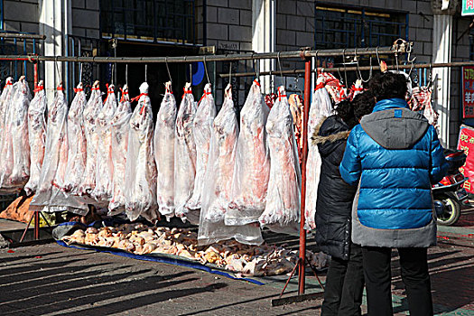 内蒙古巴彦淖尔春节羊肉市场