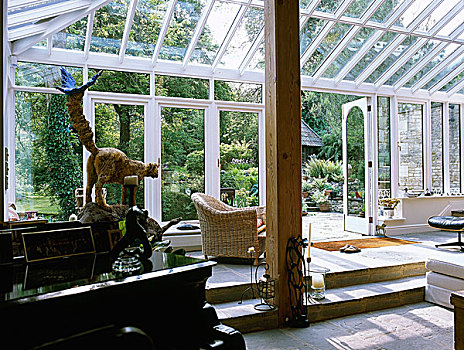 柳条椅,温室,玻璃屋顶