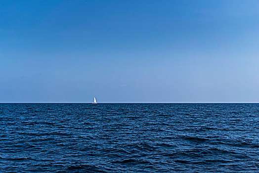 远景,帆船,海洋,清晰,蓝天