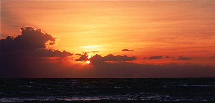 日落,上方,加勒比海,坎昆,墨西哥