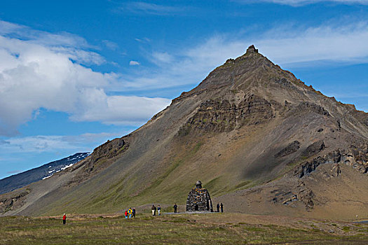 西部,冰岛,韦斯特兰德,斯奈山半岛,脚,山,石刻,一半,人,食人魔鬼