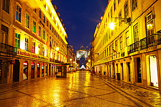葡萄牙,里斯本,广场,围绕,政府建筑,商业,景观灯,城市