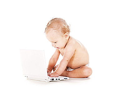 男婴,尿布,笔记本电脑
