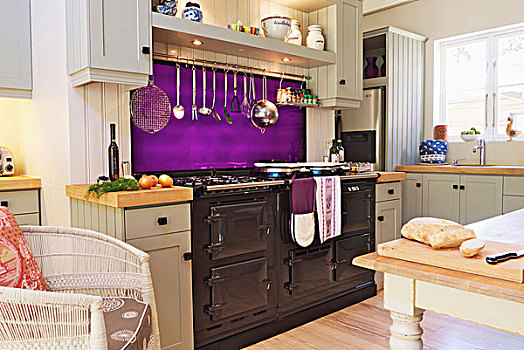 白色,厨房,鲜明,紫色,大,炊具
