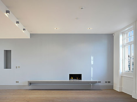 开放式格局,客厅,壁炉,木地板,设计,伦敦,英国