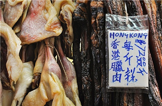 烹饪,肉,悬挂,香港,市场