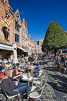 人行道,咖啡馆,市场,鲁汶,比利时,欧洲