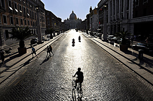 骑车,正面,大教堂,罗马,拉齐奥,意大利,欧洲