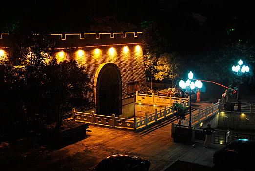 阳羡古城墙,夜景