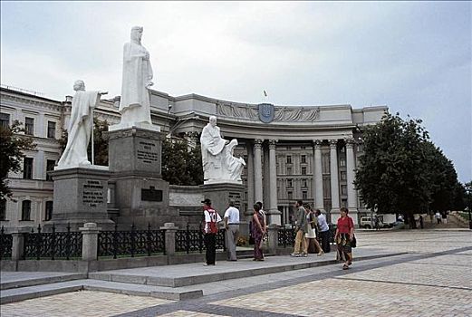 纪念建筑,政府建筑,基辅,地点,游客,女人,男人,乌克兰,欧洲