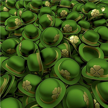 堆积,堆,水池,绿色,圣帕特里克节,圆顶硬礼帽