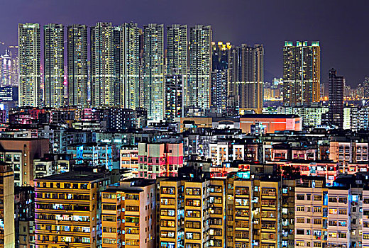 香港,拥挤,城市,夜晚