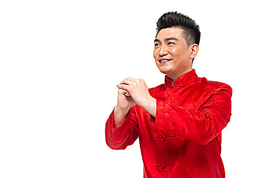 棚拍中國(guó)新年唐裝男人拜年