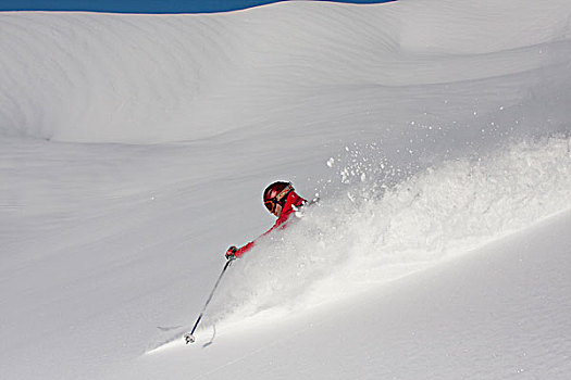 下坡,滑雪者,清新,粉末,胜地,阿拉斯加,冬天