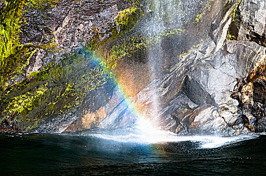 彩虹,瀑布,上方,悬崖