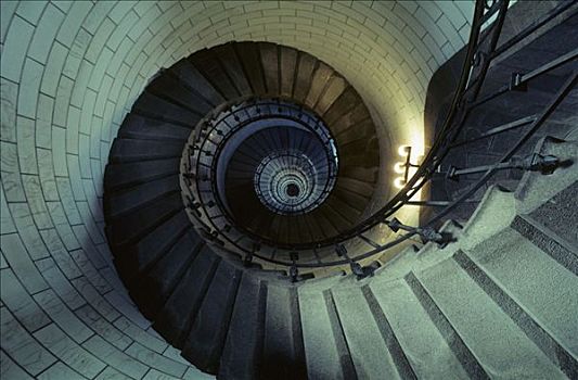 圆形,楼梯,灯塔,布列塔尼半岛,法国