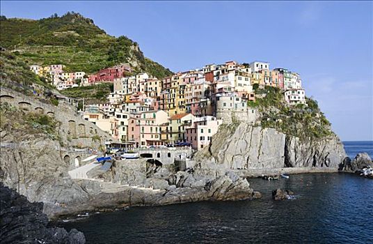 乡村,马纳罗拉,陡峭,沿岸,悬崖,利古里亚,五渔村,意大利,欧洲