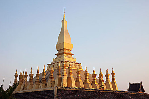佛塔,日落,塔銮寺,万象,老挝