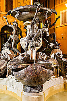 龟,喷泉,青铜,雕塑,修复,广场,罗马,拉齐奥,意大利,欧洲