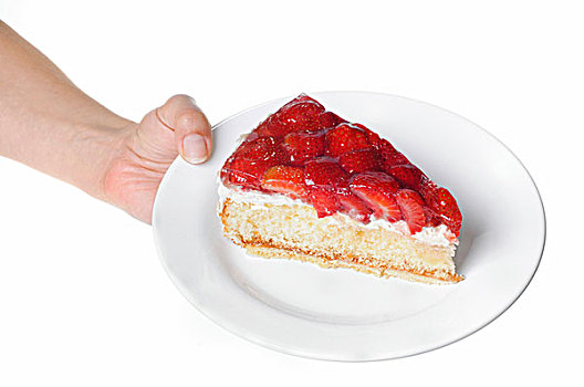 块,草莓蛋糕,盘子