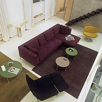 软垫,沙发,小,圆,桌子,地毯