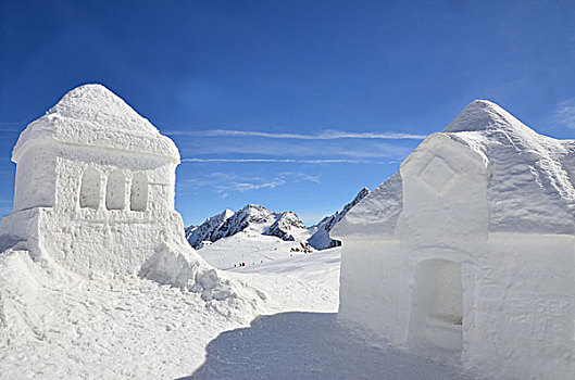 奥地利,提洛尔,冰河,滑雪,区域,冬天,雪,雕塑